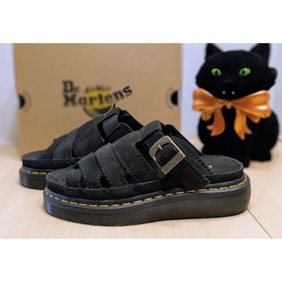 Dr. Martens Unisex Maxxy Slide Buttersoft Black Suede Leather Sandals UK5 NIB - Picture 3 of 13